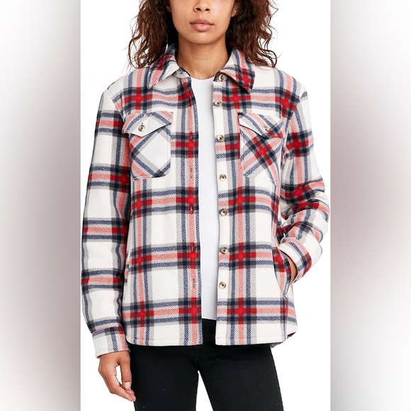 Sage Plaid Sherpa Lined Shacket - Picture 1 of 8